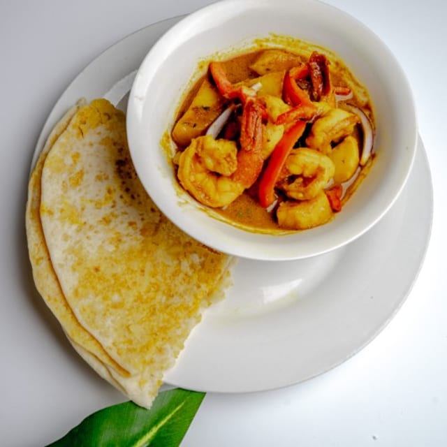 Curry Shrimp Roti.